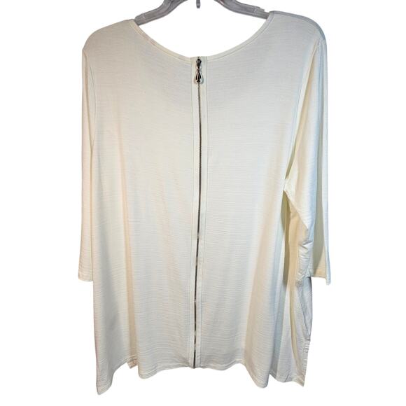 Soft Surroundings Cream 3/4 Sleeve Tunic with Back Zipper Size PXL - Picture 2 of 8